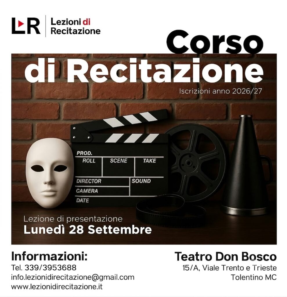 Iscrizioni aperte anno 2026/2027 - Corso di Recitazione Macerata